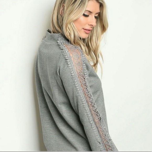 Mock Neck Lace SleevesTop - Picture 2 of 2